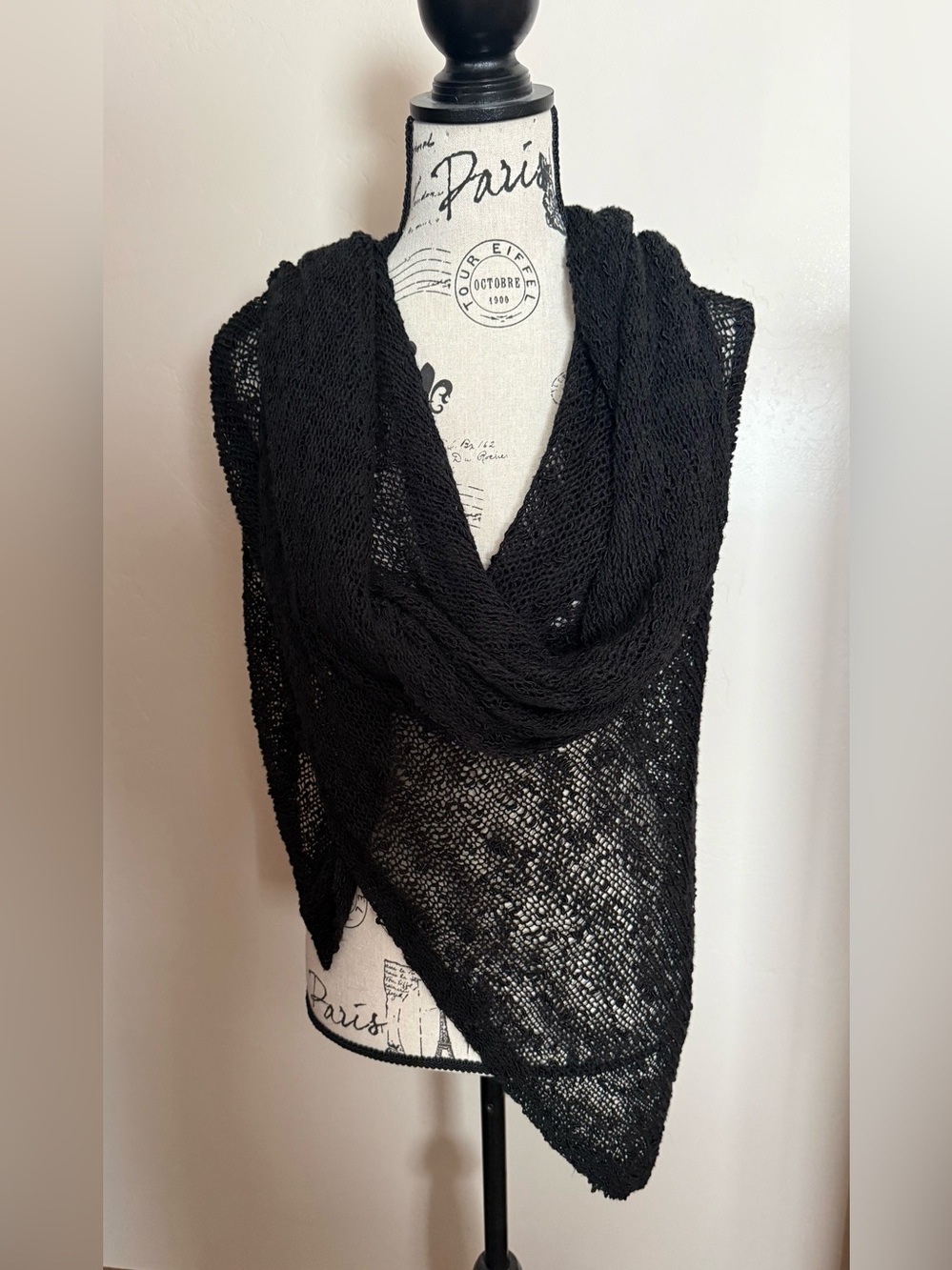 Black Knit Triangle Scarf Wrap